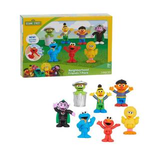 lot 44521 image: Sesame Street Neighborhood Friends, 6-piece Poseable Figurines, Kids Toys for Ages 2 Up by Just Play - Retail $17