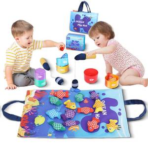 lot 44531 image: Montessori Toys for 1 Year Old, 27 Pcs Cloth Fishing Game for Toddlers Sorting Toy, Baby Toys for 1 Year Old Boy with Stacking Cups, Fishing Toys for Toddlers 1-3 First Birthday Gifts for Boy Girl - Retail $10