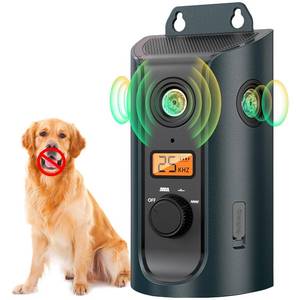 lot 44534 image: Ultrasonic Anti Barking Device for Dogs, Dog Bark Alarm Deterrent Devices with Solar & USB Charging, 3 Modes Dog Barking Silencer up to 50 FT, Stop Dog Barking Control Device, Bark Box - Retail $37