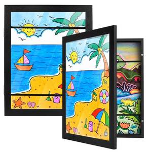 lot 44555 image: PECULA 2 Packs Kids Art Frame, 8.5x11 Front Opening Kids Artwork Frames Changeable, Holds 100 Drawings Artwork Frames for Kids Art, 3D Picture, Craft Storage, Hanging Wall Decor(Black) ONE OPEN & MISSING PLEXIGLASS. - Retail $17