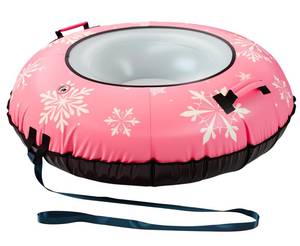 lot 44559 image: 42 Heavy Duty Snow Tube 1 Pack with Canvas Cover for Adults, Inflatable Snow Tube Sled with Thickened Bottom Rope Repair Kit, Outdoor Winter for Sledding, Rose Red - Retail $50