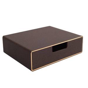 lot 44579 image: Stackable Organizer Drawer Classic Brown Pu Leather Handmade, Organize Home Office Desk Accessories and Sort Letter-Size Papera4 Document, Desk Caddy with Drawers Storage Box,13.1x10x3.7inches - Retail $35