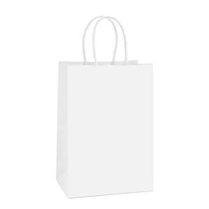 lot 44580 image: BagDream Gift Bags 100Pcs 5.25x3x8 Small Kraft Paper Gift Bags with Handles Bulk, White Paper Sacks for Wedding Birthday Party favor, Retail, Merchandise, Small Grocery - Retail $24