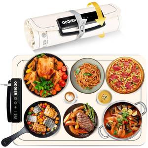 lot 44586 image: Food Warming Mat, Electric Warming Tray for Buffets Party, 7 Temp Settings, 24 Hours Timer, Fast & Full Surface Heat Food Warmer, Auto Shut-Off, Easy to Clean with Nano Material, 24x15 - Retail $20