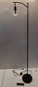 lot 44598 image: LED Floor Lamp with Multifunctional Remote. Missing Lamp Shade and Remote Battery Cover will Not Stay Closed. POWERS ON and Works as Expected. - Retail $0