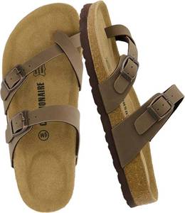 lot 5159 image: CUSHIONAIRE Luna Sandals for Women, Cork Footbed Womens Sandals for Summer Comfort with Adjustable Straps, Wide Width Available Size 8 Brown