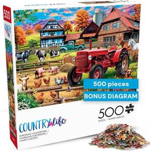 lot 5178 image: Buffalo Games - 500 Piece Jigsaw Puzzle PD Moreno European Countryside, Made in USA, Premium Recycled Board, Full-Color Poster, Giftable Art