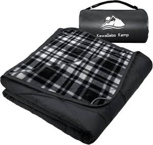 lot 5185 image: Large Outdoor Waterproof Blanket Extra Thick Fleece Stadium Blanket for Camping, Car, Pet, Picnics - Windproof, Wearable, Machine Washable 80 x 58 (Dark Blue)