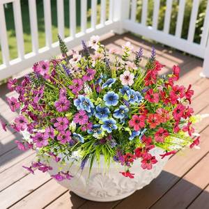lot 5186 image: Artificial Flowers for Outdoors Indoors, 20 Bundles Faux Daisy Flowers in 6 Colors, UV Resistant Fake Plants for Garden Decor, Porch, Patio, Window Box, Outdoor Decoration