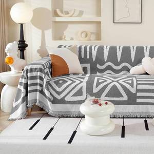 lot 5187 image: OstepDecor Boho Couch Cover, Dark Grey Sofa Covers Washable, Sectional Couch Covers for Sofa L Shape, Chenille Sofa Blanket Cover, Non-Slip Sofa Slipcovers for Dogs, Pets, 59 x 71