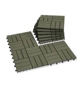 lot 5210 image: Acacia Wood Decking Tiles 9PCS - Easy Snap Interlocking Deck Tiles for Patio Poolside Balcony Decor - All Weather Waterproof Flooring for Indoor & Outdoor (Round Joints)