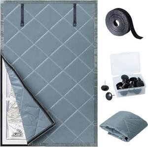 lot 5218 image: Tugaizi Window Insulation Kit for Winter 26 x 39 Thermal Insulation Cotton Window Cover Antifreeze Windproof Oxford Fabric Cloth Window Insulated Cover for Patio Winterizing, Grey