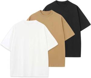 lot 5246 image: POHADON 3 Pack Mens Oversized Cotton T-Shirts Unisex Summer Short Sleeve Crew Neck Loose Fit Basic Tops for Women