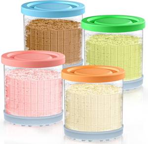 lot 5260 image: Ninja Creami Pints and Lids - 4 Pack Ninja Creami Pints, 16 oz Ninja Creami Containers, Creami Pint Containers Compatible with Ninja NC299AMZ & NC300 Series Ice Cream Maker - Tight Sealing & Anti-Slip