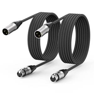 lot 5271 image: XLR to 14 TRS Cable 2 Pack, 6.6ft Balanced 3-Pin Microphone Cable, Gold-Plated 14 Inch to XLR Male to Female Cord for Professional Audio, Studio Recording & Live Sound