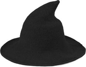 lot 5311 image: Halloween Witch Hat Wizard Women Costume Cosplay Party Accessory Daily Girl Wool Knitted Wide Brim Foldable Pointed Hat