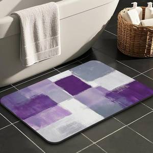 lot 13538 image: Purple and Gray Abstract Art Painting Bathroom Rugs Mat Non Slip Super Absorbent Stain Resistant Quick Dry Thin Bathroom Rug-Bath Mats for Bathroom Floor Bathtub,30x20