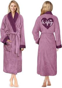 lot 13542 image: Vprintes Wifey Purple Heart Robe (SmallMedium, Purple)