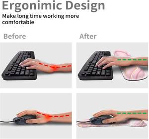 lot 13554 image: Keyboard Wrist Rest Pad and Mouse Wrist Rest, Ergonomic Memory Foam Mouse Pad Set with Coaster Non-Slip Computer Wrist Rest Support Pad for Office, Game, Pink Gold Marble