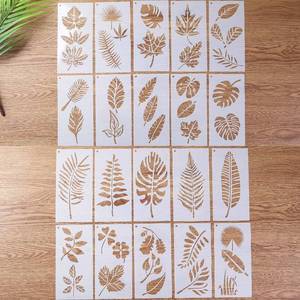 lot 13574 image: Eage 20 Pieces Leaf Stencils, Reusable Plant Stencils for Painting on Walls Doors Wood Furniture Home Decor(6X11.7 Inches)