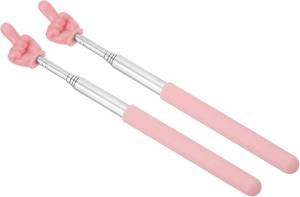 lot 13580 image: PATIKIL Telescopic Teachers Pointer Stick, 2 Pcs Classroom WhiteBoard Teacher Hand Finger Mini Pointer for Presentation Speaker Guide Coach, Pink Style 1