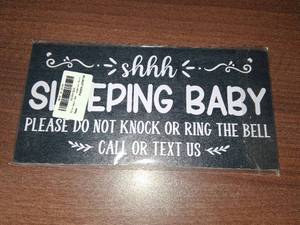lot 13590 image: Putuo Decor Baby Sleeping Door Sign for Front Door PVC Shhh Baby Sleeping Hanging Sign Do Not Knock Or Ring Doorbell Sign No Soliciting Sign for House Baby Room Nursery Kindergarten Decor