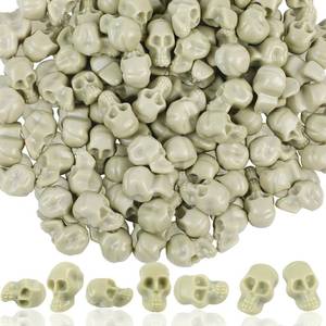 lot 13605 image: KIMOBER 100PCS Mini Skulls Heads Miniature Figurines,Small Plastic Realistic Halloween Skeleton Skulls Head Prank Props for Party Bar Home Table Decorations