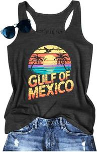 lot 13611 image: Gulf of Mexico T Shirt Women Gulf of Mexico Tank Top Vintage Beach Graphic Tee Summer Vacation Sleeveless Shirt 2XL