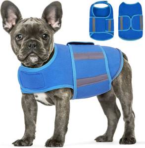 lot 13630 image: QBLEEV Medium Dog Sweater, Fleece Vest with Reflective Trim & Leash Hole, Perfect for French Bulldogs, Small to Large Dogs, Winter Warmth