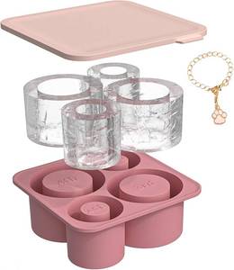 lot 13644 image: Tikpao Large Silicone Ice Cube Trays for Freezer with Lid for 20-40oz Stanley Cup IceFlow - Ice Mold - Reusable Ice Cubes Mold with Lid for Stanley Cup Accessories BPA Free,Dishwasher Safe (Pink)
