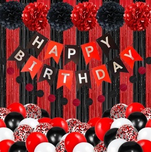 lot 13645 image: Happy Birthday Supplies - Red and Black