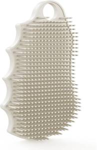 lot 13649 image: Lot Of 2 Silicone Body Scrubber Silver-Infused Dual-Sided 3-in-1 for Shower, Body CleaningMassageExfoliator Body Brush Buffer for Men and Women, Silicone Loofah, Non-Slip Handle (Stone)