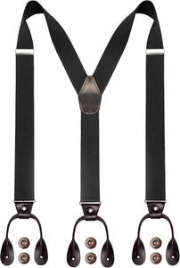 lot 13653 image: JEMYGINS Mens 1.4 inches Wide with 6 Button End Elastic Adjustable Suspenders