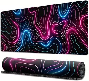 lot 13656 image: Gradient Mouse Pad Gaming 31.5 x 11.8in Desk Mat Topographic Keyboard Pad Mouse Mat for Non-Slip Base and Stitched Edge, Extended Desk Pad XL Keyboard Mousepad (Gradient), Large