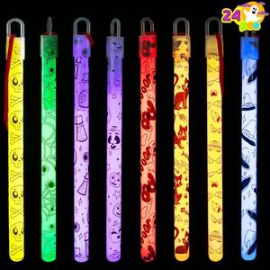 lot 13668 image: JOYIN 36 Pcs Halloween Glow Stick Hanging Wands in 8 Different Pattern Designs and 6 Colors for Kids Party Favors, Halloween Party Supplies, Glow in the Dark, Goodies Bags Fillers, Non Candy Treats