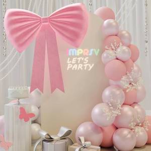 lot 13670 image: imprsv Bow Party Decorations 40x50in Pink Bow Decor, Coquette Birthday Decorations for Wedding Engagement Baby Shower, Giant Coquette Room Decor for Girls Women