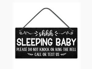 lot 13672 image: Dont Knock or Ring Sign Please CallText, Funny Baby Sleeping Sign for Front Door