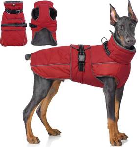 lot 13688 image: QBLEEV Warm Dog Jacket - Reflective, Adjustable Winter Coat with Turtleneck for Cold Weather, Waterproof Fleece Snowsuit for Small, Medium, Large Dogs