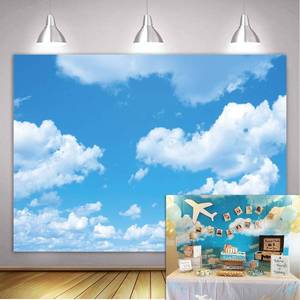 lot 13703 image: GYA 7x5ft Blue Sky White Clouds Photo Background Sunshine Sky Clouds Theme Photography Backdrop Adventure Travel Booth Wedding Party Decor Studio Props