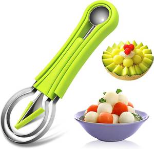lot 13705 image: Suuker Melon Baller Scoop Set,4 In 1 fruit cutters shapes, watermelon scooper fruit scooper and baller, fruit carving tools Green