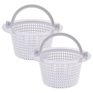 lot 13710 image: Swimming Pool Skimmer Replacement Basket with Handle, 2 Pack - Above Ground Pool Thru-Wall Skimmer Baskets