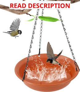 lot 13716 image: Hanging Bird Bath for Outside, Hanging Bird Water Feeder for Outdoor, Birdbath Bowl, Birdbaths for Outdoors Balcony Window Backyard Garden, Small Large Wild Birdfeeder Tray (10, Green)