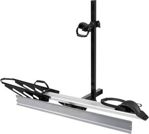 lot 431137 image: Retails for $186 Hitch Mount Single Bike Rack with Ramp for Electric Bike, 100 lbs. Capacity Bike Carrier for Truck, Trailer, RV, SUV