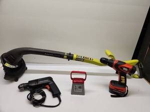 lot 7 image: Power Tool Bundle - Ryobi Trimmer & BlackDecker Drill
