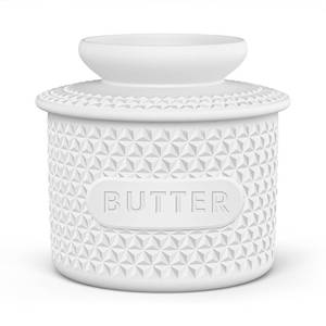 lot 2259 image: Silicone Butter Crock with Lid, French Butter Dish for Fresh Spreadable Butter, Butter Keeper to Leave On Counter, Butter Container Holder with Water Line for Kitchen and Home Decor-6ozWhite