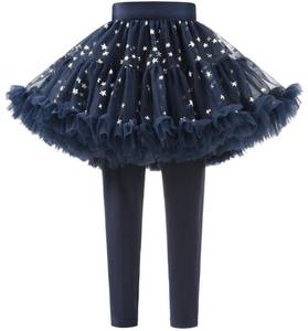 lot 2260 image: Coralup Girls Leggings with Tutu Skirt Footless Pants,Navy Blue,3-4Y