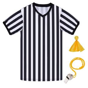 lot 2270 image: obmwang Referee Shirt for Womens and Mens, Black and White Stripe Umpire Jersey V Neck Ref Uniform for Football Halloween XL