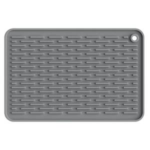 lot 2282 image: ME.FAN Silicone Dish Drying Mat for Kitchen Counter, Dish Drying Pad for Sink, Refrigerator or Drawer, Countertop Protection Pad S - 12 x 8 - Grey