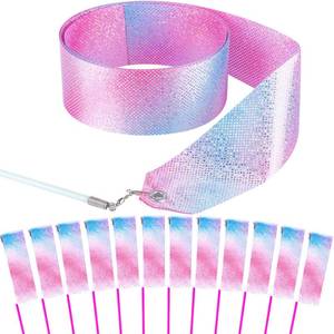lot 2302 image: HiUnicorn 14PCS Sparkling Dance Ribbon for Kids Girls Princess Mermaid Ballet Ballerina Gymnastics Birthday Party Favors Decorations, Kids Twirling Streamer Ribbon Dancer Wands for Outdoor Toys