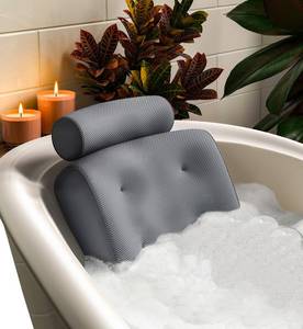 lot 2306 image: Everlasting Comfort Luxury Bath Pillows for Tub with Head and Neck Support - Non-Slip Bathtub Pillow with Suction Cups, Quick-Drying Mesh & Drying Hook - Jacuzzi & Spa Accessories for Women - Gray